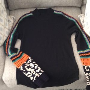 NWT Mock Turtleneck Waffle Top w/ Crochet Sleeves